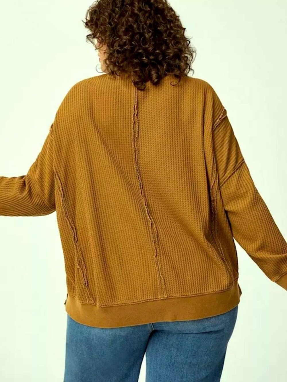 VGUC Torrid Oversized Waffle Top in Tobacco Brown, Size 1 (Fits Like 3X) - Picture 3 of 10
